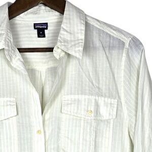 Patagonia Lightweight A/C Buttondown Shirt Womens Medium White Gorp Hiking
